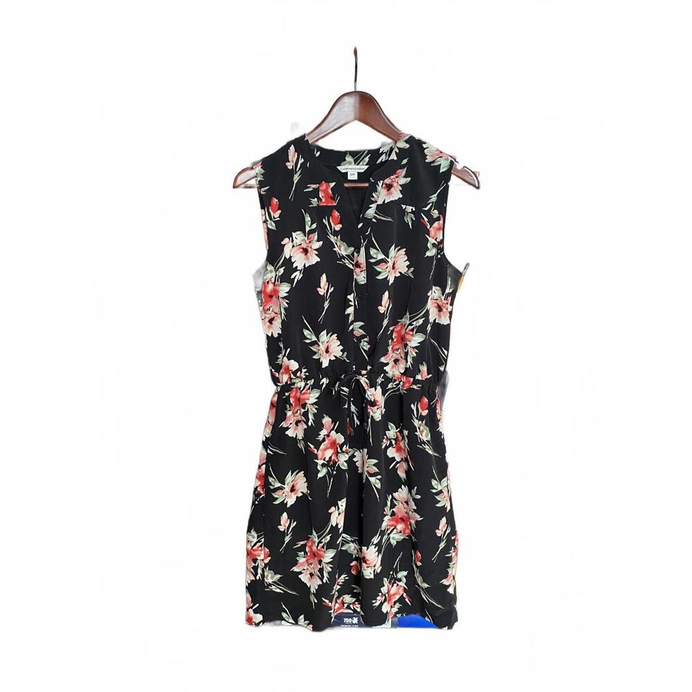 Catherine Malandrino Black & Floral Sleeveless Mini Dress Size S